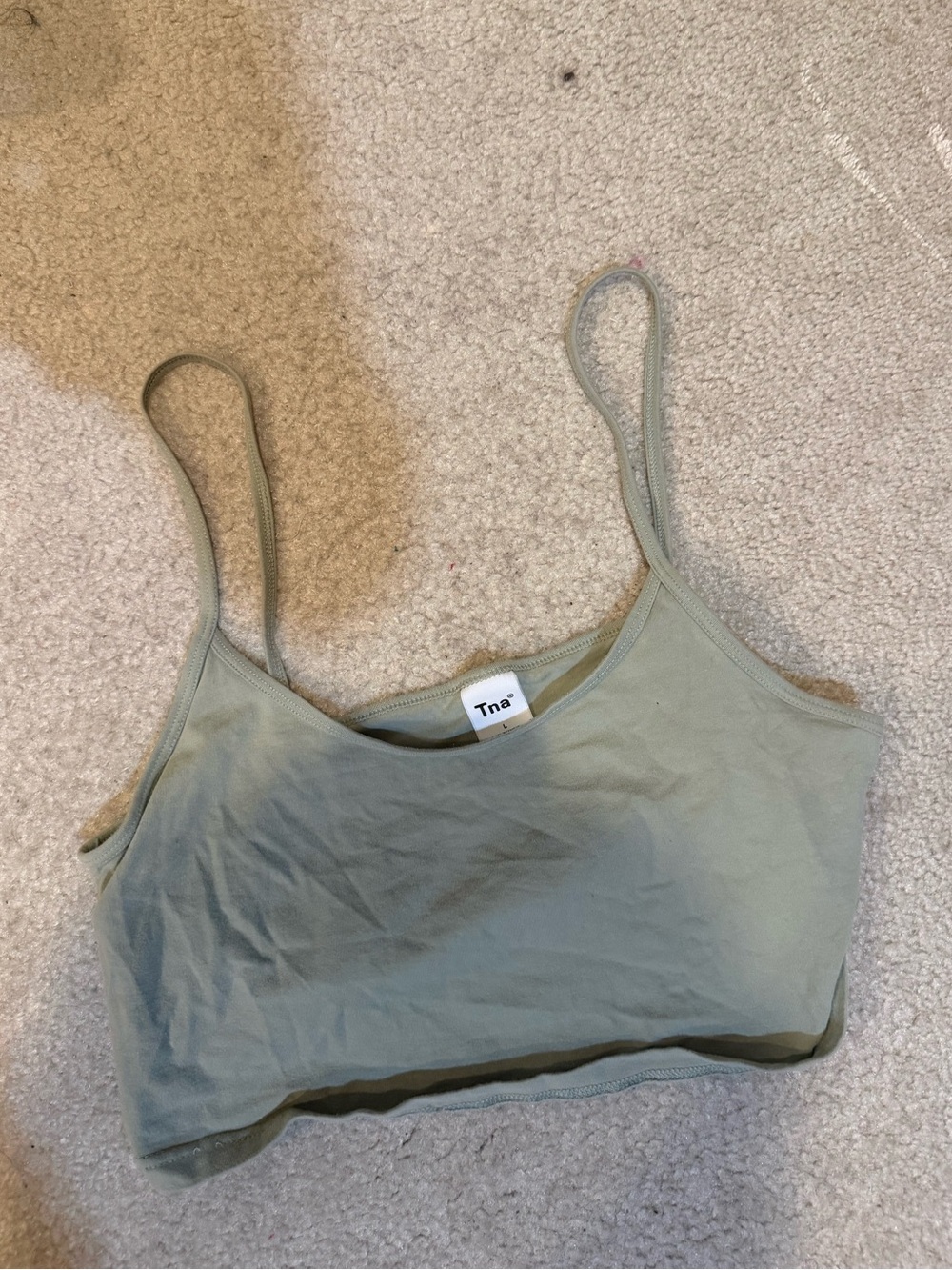 ARITZIA Olive Green Spaghetti Strap Cropped Camisole